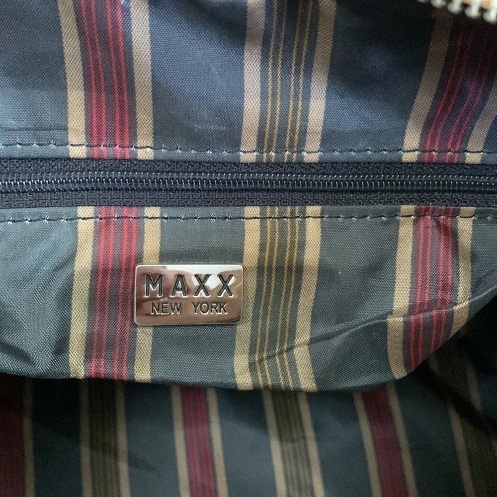 MAXX New York floral tooled embossed leather tan shoulder bag